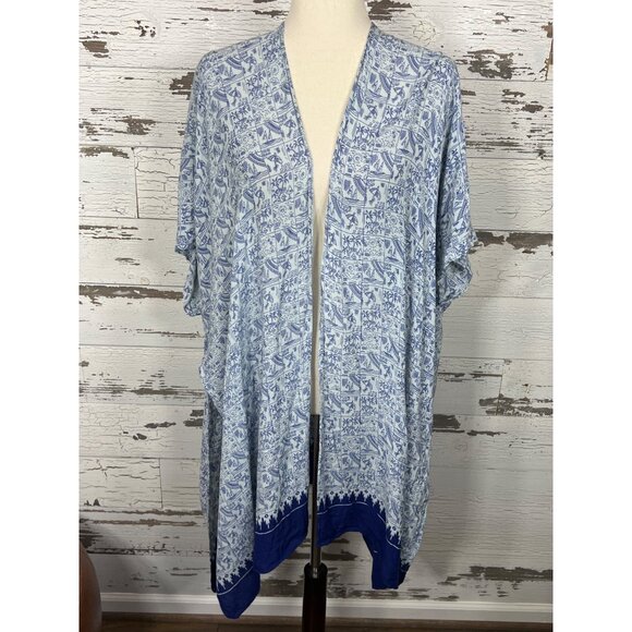 CABI Beach Club Swim Cover Up Kimono Blue OS #5988 - Picture 2 of 9